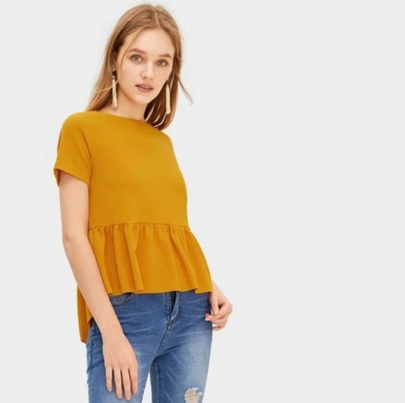 Mustard yellow short sleeve top - Picture 7 of 8